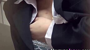 voyeur catches asian teen fingering outdoors in panties