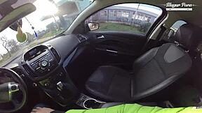 lili charmelle stops car for quick creampie fuck