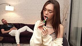 tiny asian teen babe begs for rough passionate sex cowgirl spooning wet tits