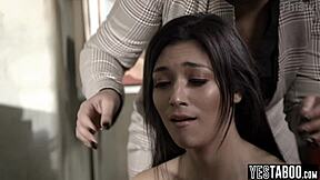 innocent teen student like me gets threesome fucked by big tits milf teacher pov