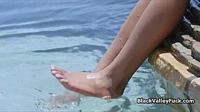 neighbor pounds sunbathing ebony bimbo outdoors