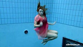 silvie dives in pool bikini slips shows big tits and hairy beaver