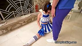 Busty Cheerleader Begs for Cock Squeezed Between Massive Boobs