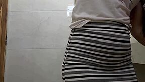 hottie stuffs her tight ass with massive cock in the bathroom till full