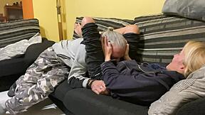 Real amateur couple's steamy home session with petite blonde