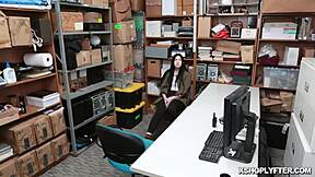 lp officer can't resist those hot big tits on shoplifter babe