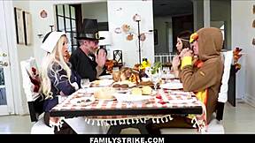 Emotional family thanksgiving turns into wild groupsex with stepmom chanel camryn stepson stepdad mike mancini rion king