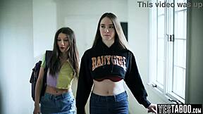 that evil brunette sneaks in and seduces her stepsis' hot teen girlfriend...