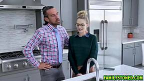 Stepdad punishes Lily Larimar deepthroat face fuck pussy pound