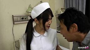 Patient creampies skinny nurse teen pussy in hospital bed