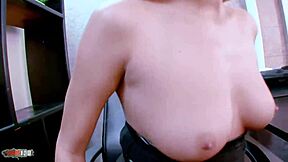 secretary gets busted by boss jerking off at desk then he pounds her hard