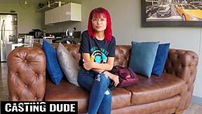 amateur 18yo REDHEAD LATINA slurps MASSIVE COCK in sloppy DEEPTHROAT interview then gets MESSY FAST