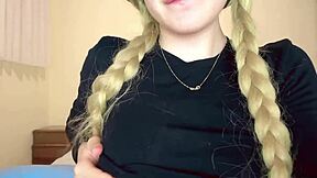 Cute College Coed Fingers Big Ass and Squirts Wild on Stepbro's Bed!