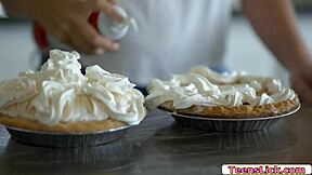 Will horny brunette teens' messy licks drive you wild?