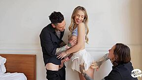 Sky Pierce's Petite Hands Stroke Owen Gray In Rough Threesome