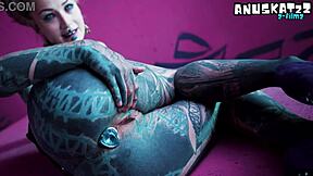 s-solo tattoo slut fists her gaping asshole with toys and plugs stretching wide