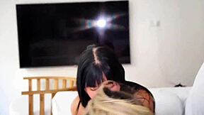 caught you banging my brunette bestie now join our crazy threesome with double blowjobs?