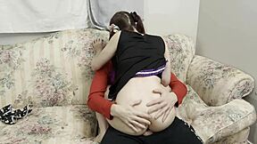 Cheerleader teen seduces stepdad for car keys with mouth and pussy ride