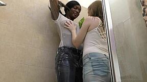 Ebony Milf Paris Love's Big Ass Wet In Interracial Shower Mess