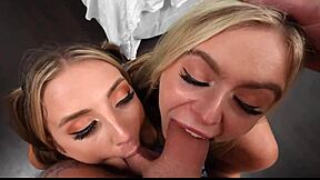 stepdaddy catches stepdaughter's shaved pussy devoured by bestie