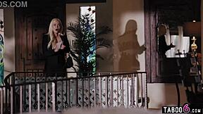 Stepmom stops stepsis bro fight but ends up fucking them both taboo