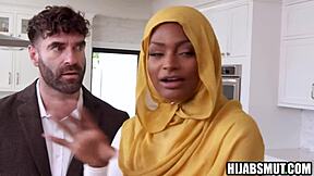 Stepdad fucks hijab teen while stepmom holds her down