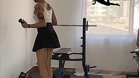 i can't resist this delicious workout with a beautiful skinny latina teasing her small tits and pussy