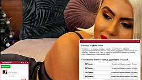 that blonde whore moans loud while fingering her shaved pussy on cam