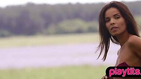 big ass hungarian milf strips tanned body outdoors showing petite nude curves