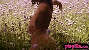 big ass hungarian milf strips tanned body outdoors showing petite nude curves