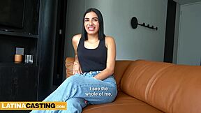 hot latina teen shows off no panties during casting interview