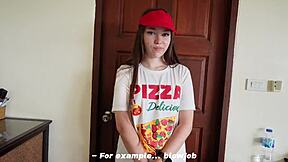 Fucking pizza delivery babe bent over for huge creampie tip