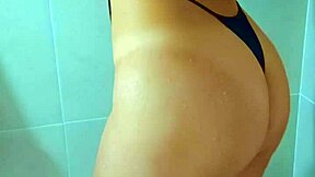 wanna watch this brazilian beauty's wet thong shower tease?