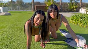 2 horny desi babes licking wet pussies outdoors on eid!