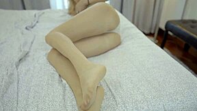 sexy blonde milf's nylon feet beg for your hot cum fetish