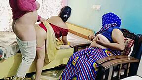 Hot Indian Step Mom and Daughter Ride Young Cock Outdoors