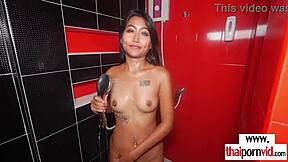 my tiny asian tits bounce wild on this huge cock in the shower