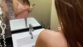 Stepsis catches stepbro peeking in shower and spreads legs wide!