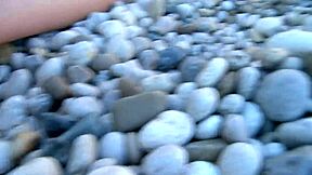 Tania Berry's shaved pussy gets so wet on naughty beach!