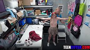 corrupt mall cop rips teen shoplifter's clothes for hardcore pussy fuck and suck bribe