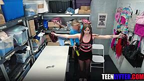 young cheerleader pays for shoplifting with deepthroat rough fuck pov