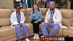 strangers in latex gloves spread petite pussy backstage vibrator closeup?