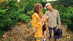 hunt4k. naked forest stranger with perfect boobs gets picked up for pov sex