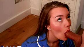 TEEN NURSE sucks HUGE patient COCK in hospital uniform oral skills