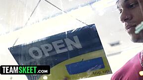 Lily Lou Caught Stealing—Bodega Employees Tag-Team Busty Pink-Haired Slut's Tight Pussy