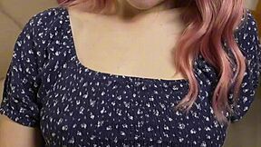 busty wife blue dress bent over fucked hard cum dripping on tits