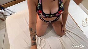 half-sister full of lust gets fucked and swallows hot cum!