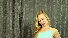 horny blonde teen stuffs panties deep in tight pussy moaning