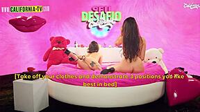 whoa, check this brazilian hottie with hottest ass licking young naughty pussy on live tv show