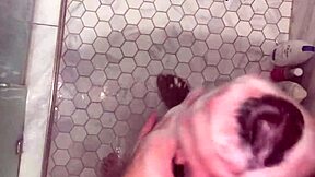 stepbrother convinces step-sisters for first anal shower try as huge dick worries them